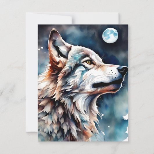 Schöne Watercolor Wolf Grußkarte Karte (Vorderseite)