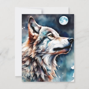 Schöne Watercolor Wolf Grußkarte Karte
