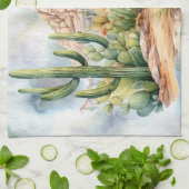 Schöne Watercolor Wüste Kakteen Landschaft Geschirrtuch (Gefaltet)