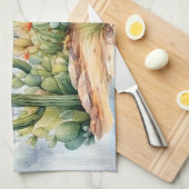 Schöne Watercolor Wüste Kakteen Landschaft Geschirrtuch (Viertel Falte)