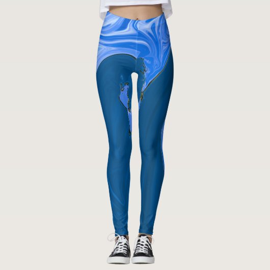 Schöne Waves Abstraktes Malerei Kunst Leggings (Vorderseite)