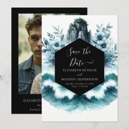 Schöne Waves Nautical Wedding Save The Date (Vorne/Hinten)