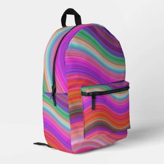 Schöne Wavy Farben des Regenbogens Bedruckter Rucksack (Rückseitige Ecke links)