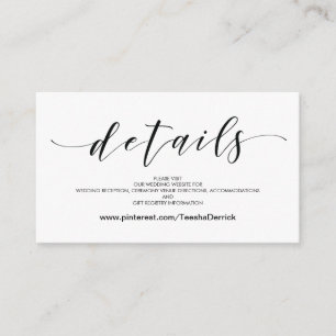 Schöne Website-Detailkarte für Hochzeiten Begleitkarte