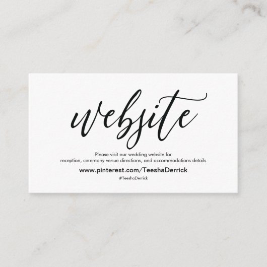 Schöne Website-Detailkarte für Hochzeiten Begleitkarte (Vorderseite)