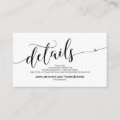 Schöne Website-Detailkarte für Hochzeiten Begleitkarte (Vorderseite)