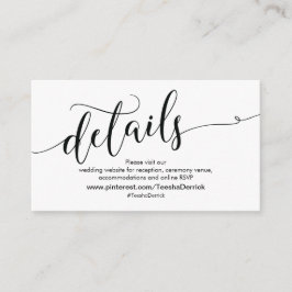 Schöne Website-Detailkarte für Hochzeiten Begleitkarte