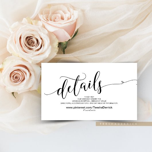 Schöne Website-Detailkarte für Hochzeiten Begleitkarte