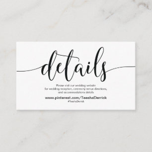 Schöne Website-Detailkarte für Hochzeiten Begleitkarte