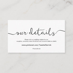 Schöne Website-Detailkarte für Hochzeiten Begleitkarte