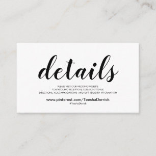 Schöne Website-Detailkarte für Hochzeiten Begleitkarte