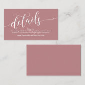 Schöne Website-Details für Hochzeiten, Dusty-Rose Begleitkarte (Vorne/Hinten)