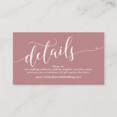 Schöne Website-Details für Hochzeiten, Dusty-Rose Begleitkarte (Vorderseite)