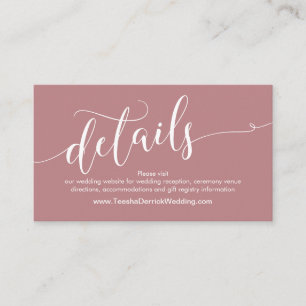 Schöne Website-Details für Hochzeiten, Dusty-Rose Begleitkarte