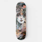 Schöne weibliche Collage Skateboard (Vorderseite)