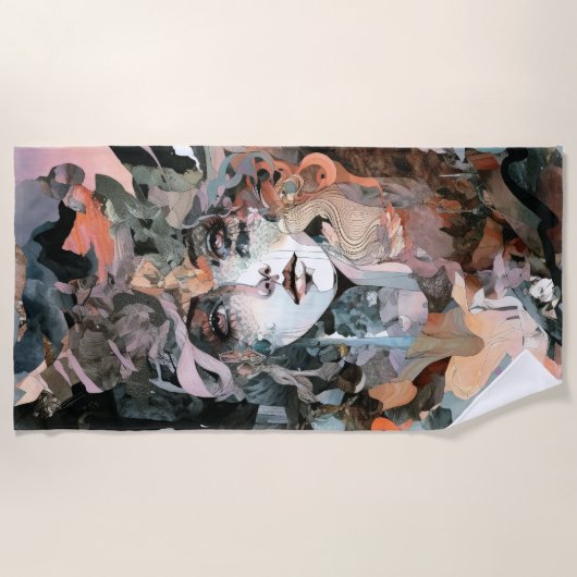 Schöne weibliche Collage Strandtuch (Vorderseite)