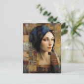 Schöne weibliche Mischmedien-Collage Postkarte (Stehend Vorderseite)