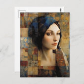 Schöne weibliche Mischmedien-Collage Postkarte (Vorne/Hinten)
