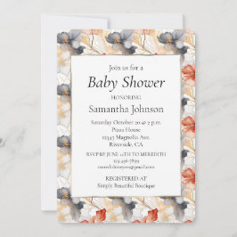 Schöne weibliche Pfirsich Blau und Weiß Blumen Einladung