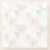 Schöne weibliche Pfirsich Blau und Weiß Blumen Glasuntersetzer (Rückseite)