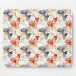 Schöne weibliche Pfirsich Blau und Weiß Blumen Mousepad