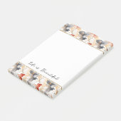 Schöne weibliche Pfirsich Blau und Weiß Blumen Post-it Klebezettel (angewinkelt)