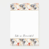 Schöne weibliche Pfirsich Blau und Weiß Blumen Post-it Klebezettel (Vorderseite)