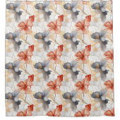 Schöne weibliche Pfirsich Rotes Blau und Weiße Blü Duschvorhang (Vorderseite)