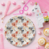 Schöne weibliche Pfirsich Rotes Blau und Weiße Blü Pappteller (Party)