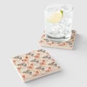 Schöne weibliche Pfirsich Rotes Blau und Weiße Blü Steinuntersetzer (Seitenansicht)