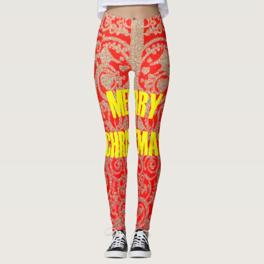 Schöne Weiblichkeit Weihnachten Glitzer Kunst Leggings (Vorderseite)