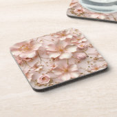 Schöne, weich rosa Blume Getränkeuntersetzer (Linke Seite)