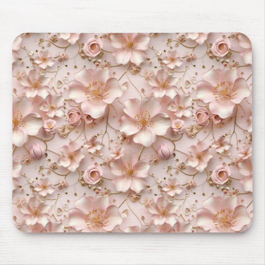 Schöne weich rosa Pastell floral Mousepad (Vorne)