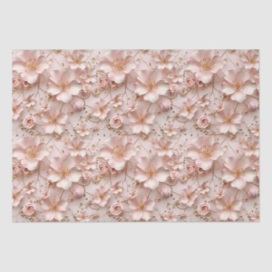Schöne weich rosa Pastell floral Seidenpapier (Vorderseite)