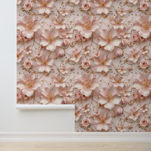 Schöne weich rosa Pastell floral Tapete