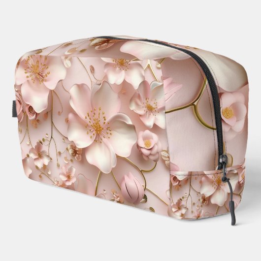 Schöne, weich rosa Pastell floralbedruckt Waschbeutel (Rechte Ecke)
