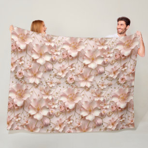 Schöne, weich rosa Pastellfarben Blüten Fleecedecke
