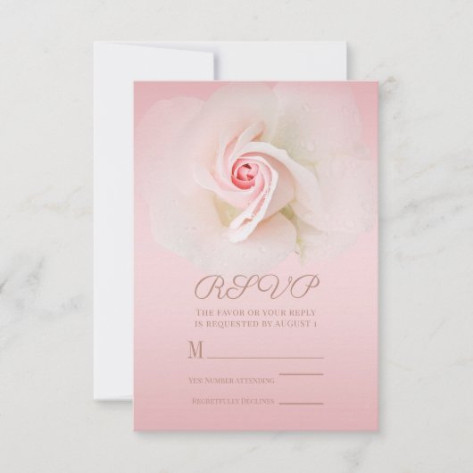 Schöne, weich rosa Rose Elegante Hochzeitsfeier UA RSVP Karte (Vorderseite)