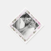 Schöne weiche Lila Rose mit Foto Hochzeit Serviette (Ecke)