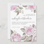Schöne, weiche Lila Wasserfarben Rose Hochzeit Einladung (Vorderseite)