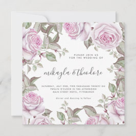 Schöne, weiche Lila Wasserfarben Rose Hochzeit Einladung
