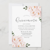 Schöne, weiche, rosa Blume Quinceanera Einladung (Vorderseite)