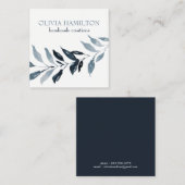 Schöne weiche Wasserfarbe Blaue Foliage  Telefonnummerkarte (Vorne/Hinten)