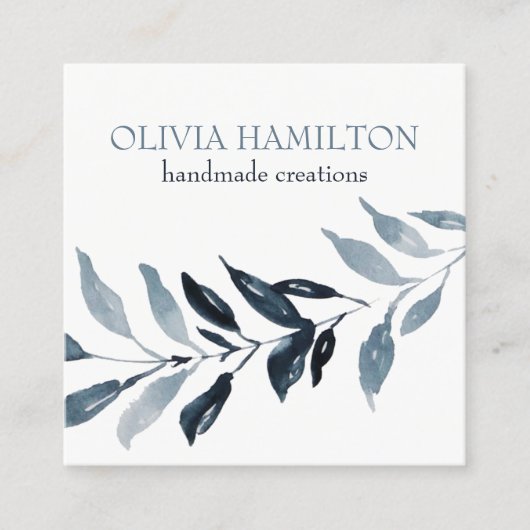 Schöne weiche Wasserfarbe Blaue Foliage Telefonnummerkarte (Vorderseite)