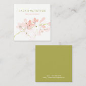 Schöne weiche Wasserfarbe Rosa Blüten Telefonnummerkarte (Vorne/Hinten)