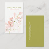 Schöne weiche Wasserfarbe Rosa Blüten Telefonnummerkarte (Vorne/Hinten)