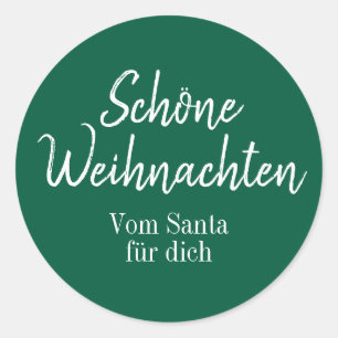 Schöne Weihnachten Green Merry Christmas auf Deuts Runder Aufkleber