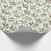 Schöne Weihnachten Holly Berries Geschenkpapier (Ecke)