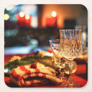 Schöne Weihnachten- und Urlaubsszene Rechteckiger Pappuntersetzer