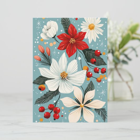 Schöne Weihnachts-Blume Feiertagskarte (Stehend Vorderseite)